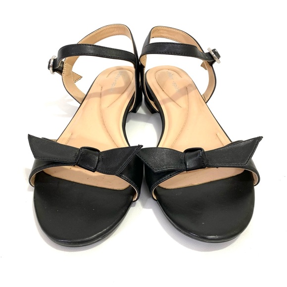 Easy Spirit Flat Ankle Strap Black Sandals 9.5 M Open Toe Bow Round Toe - Picture 10 of 12
